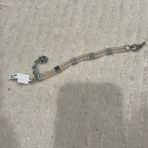 Brighton Silver-Tone Faux Pearl Triple Strand Bracelet